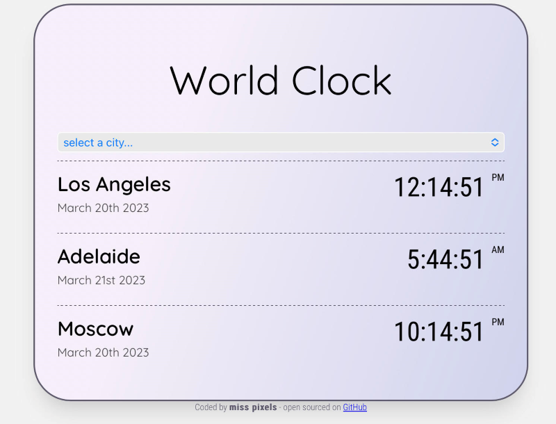 image of a world clock app